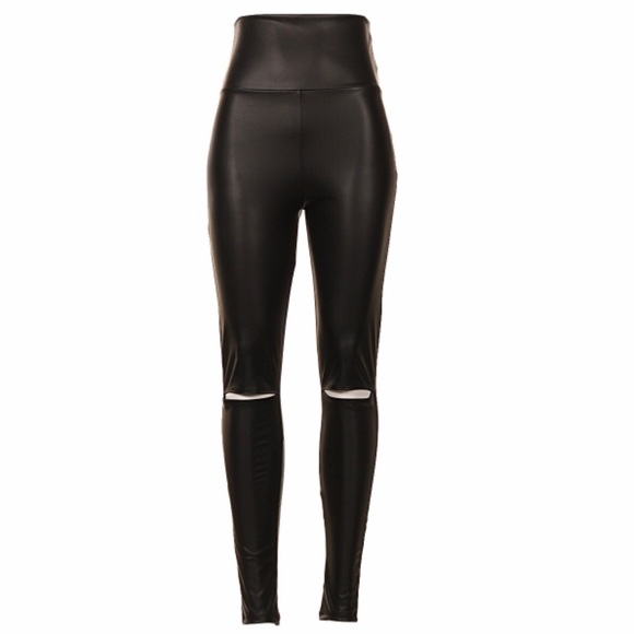 ▪️ RE-STOCKED ▪️Knee cutout faux leather leggings - Picture 5 of 6